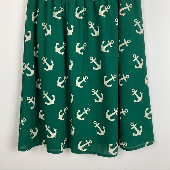 Everly Anchor Dress Green Elastic Waist Women’s Size Small - Picture 5 of 12